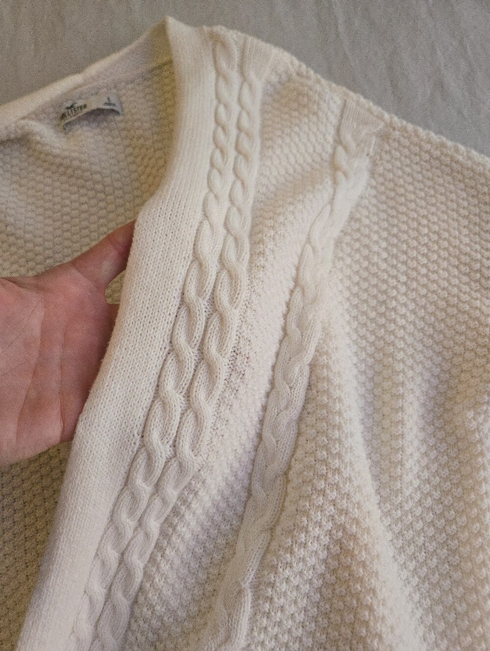 Hollister Ivory White Comfy Cloud Easy No Close Cardigan Pockets Cotton HAL3 - Picture 10 of 12